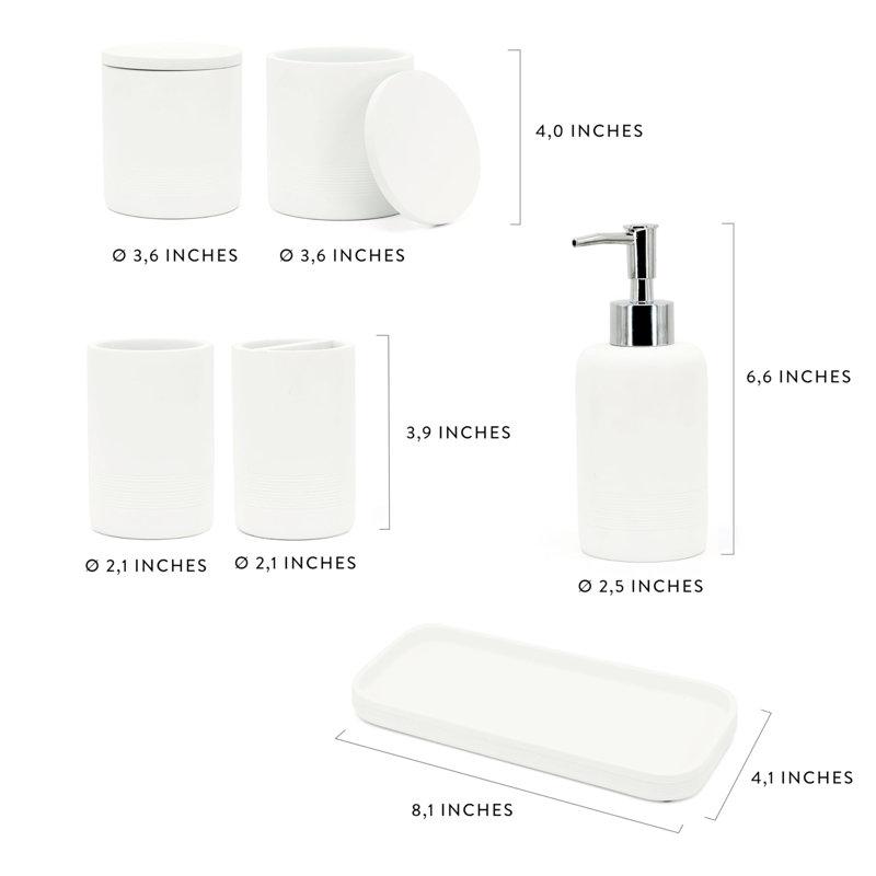 Rodivel Bathroom Accessory Set, White