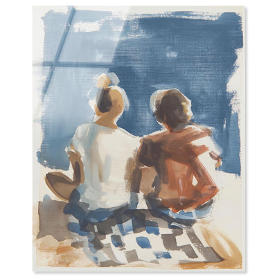 Couple pique-nique, reproduction acrylique, décor côtier par Art Remedy