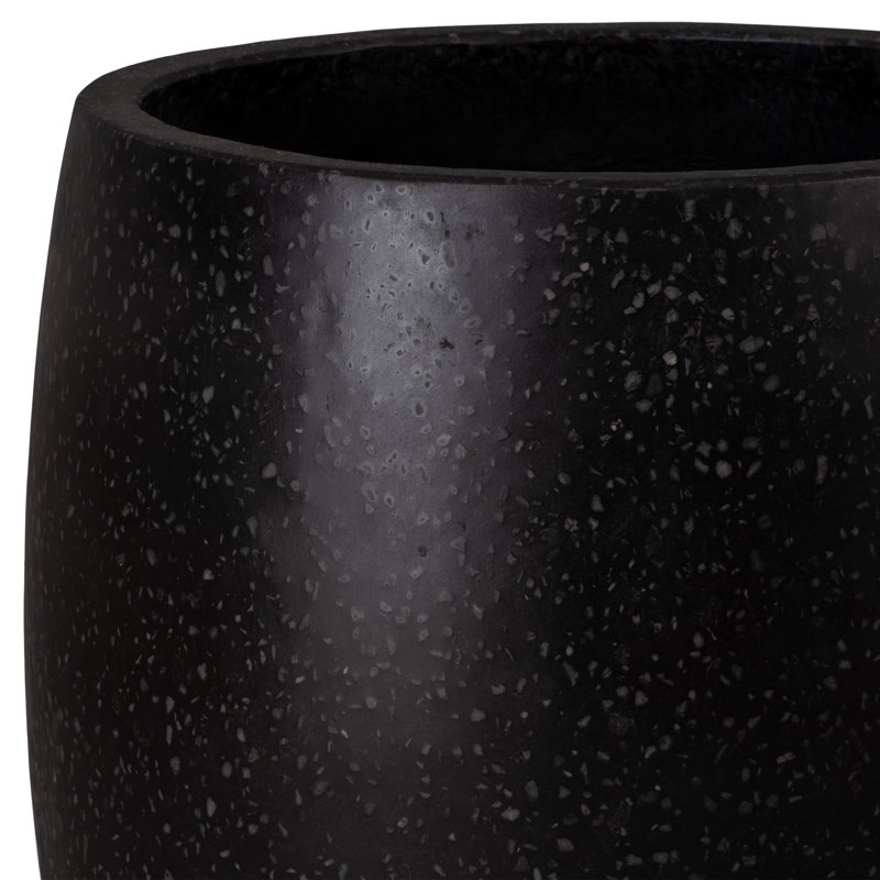 POT DE FLEURS ROND, NOIR 22 po x 27 po Terrazo, H 21 po x l 17 po x P 17 po