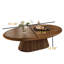 Table basse ovale de 51,18 po de style Mid-Century moderne en bois avec piédestal en bois pour le salon, la maison, le bureau, brun