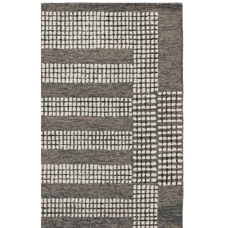 Striped Hand-Tufted Wool Area Rug, Rectangle 4' x 6'
