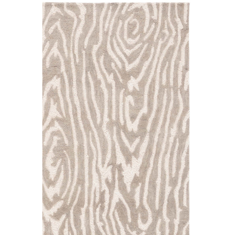 Kristal Ebony Hand Tufted Wool/Cotton Abstract Rug in Grey/Ivory/Beige, Runner 2'3" x 8'