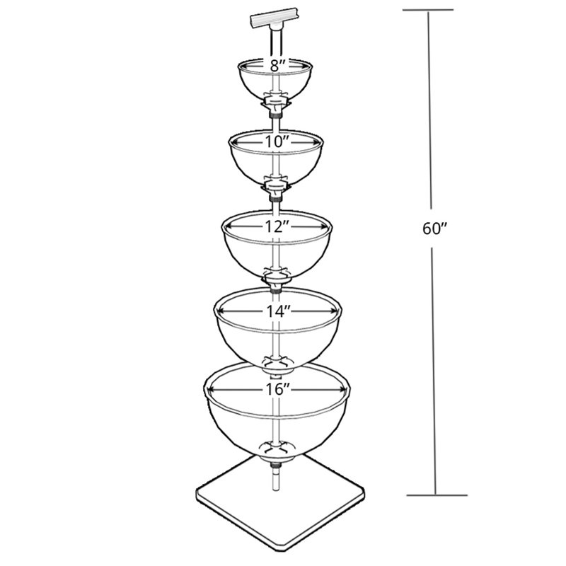 Extra Large Clear Acrylic Five-Tier Cascading Bowl Floor Display