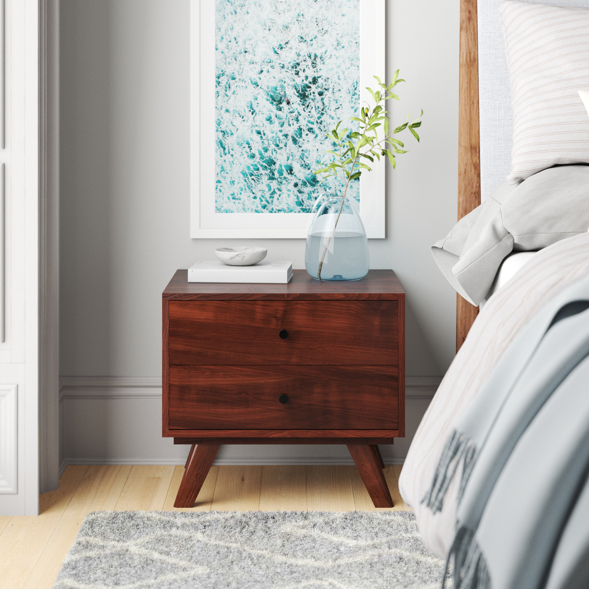 Wade Logan® Arretta 2 Drawer Walnut Nightstand & Reviews Wayfair