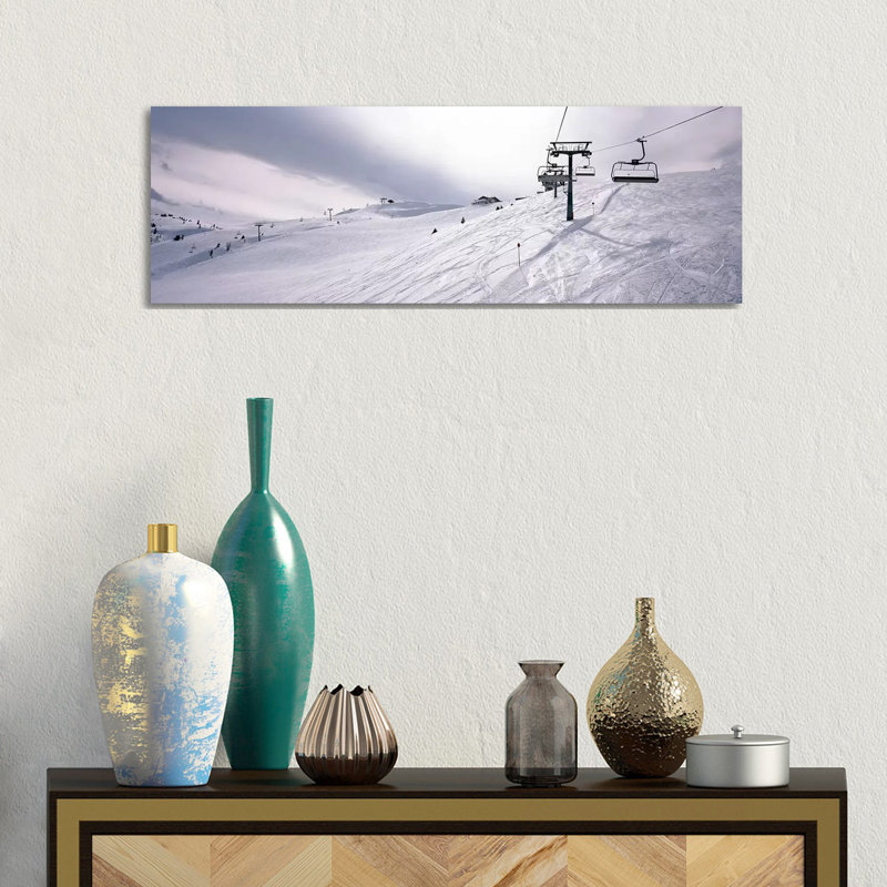 Ski Lifts In A Ski Resort, Kitzbuhel Alps, Wildschonau, Kufstein, Tyrol, Austria by Panoramic Images - Wrapped Canvas Panoramic Print