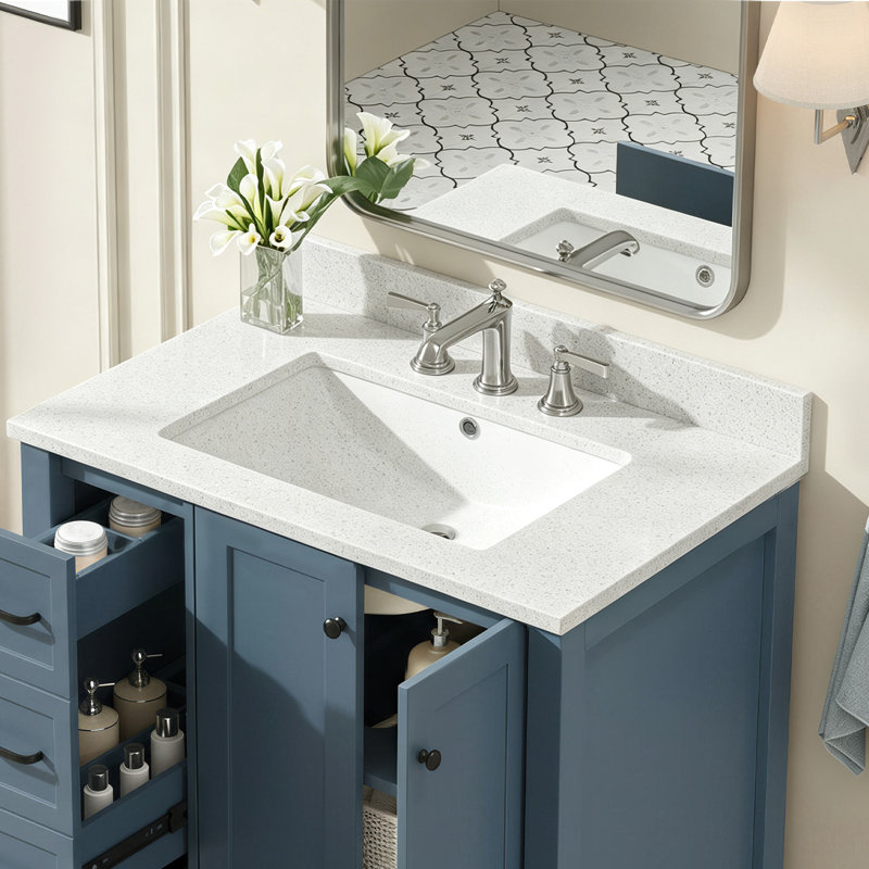 Éclaboussure de meuble-lavabo latéral en quartz blanc l 21 po x H 3,94 po, 30"