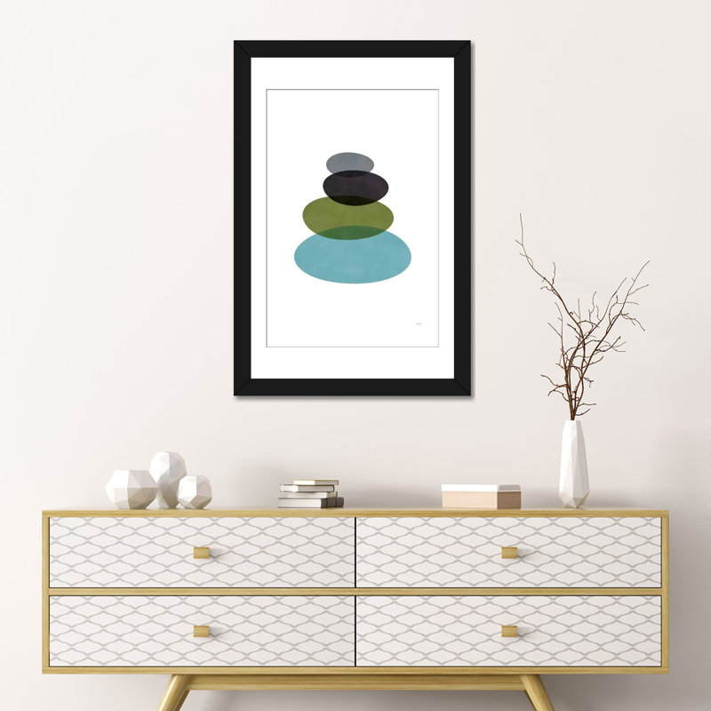 « modern pierres », impression sur toile, H 24 po x l 16 po x P 1 po, Papier d'art encadré noir, Blanc
