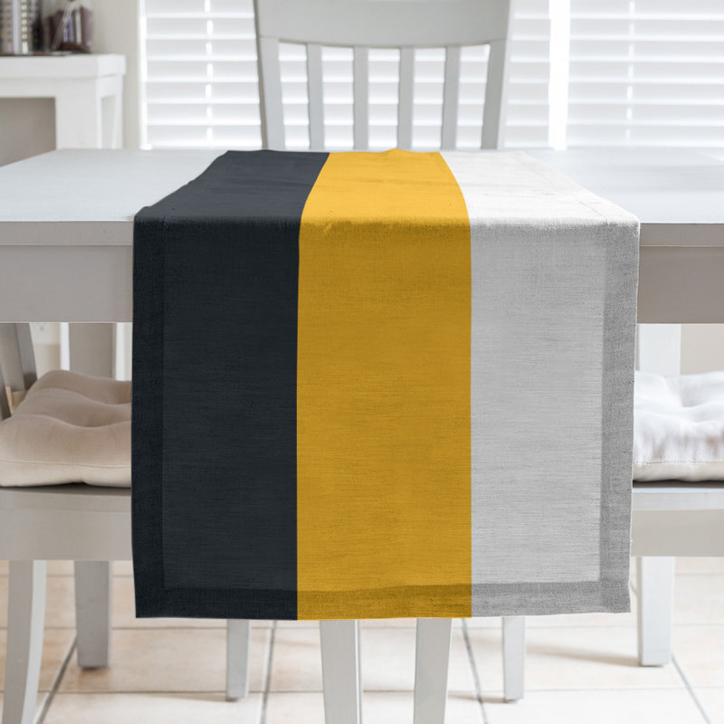 Pittsburgh Football Stripes Table Runner, 90" L x 16" W, Black/Yellow, Polyester