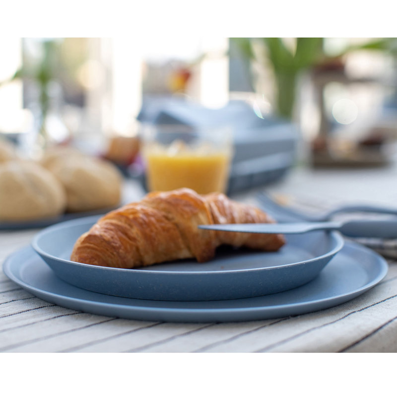 Koziol Large Plate Set of 4, bio -circular plastic, nature flower blue, 25.5cm