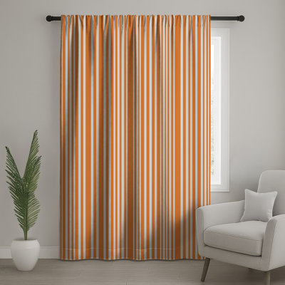 Rideaux de fenêtre à rayures verticales orange blanc et rayures - 1 panneau