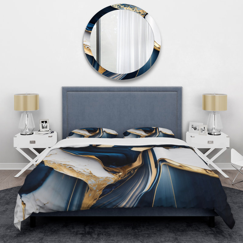 Ensemble de housse de couette Abstract Geode Waves Gold I BeddingMicrofiber / Polyester