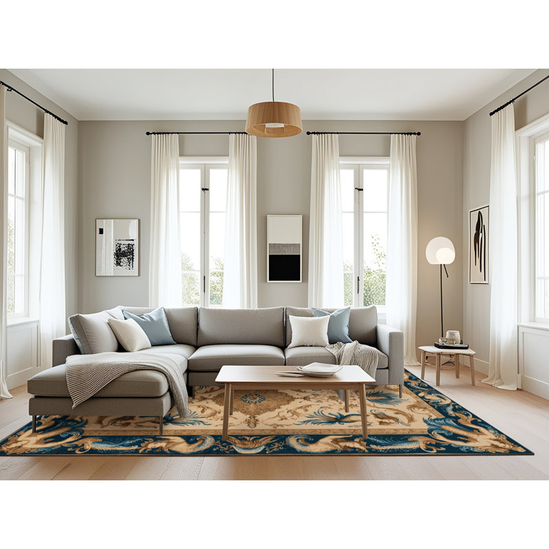 Tapis brun français lavable à la machine, Rectangle 6 pi x 9 pi