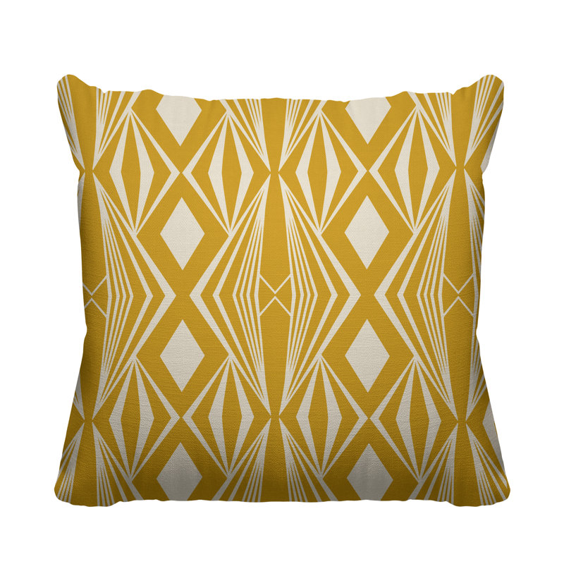 Coussin décoratif intérieur / extérieur Dean Minimalist Tribal Abstract, L 17 po x H 17 po, Jaune