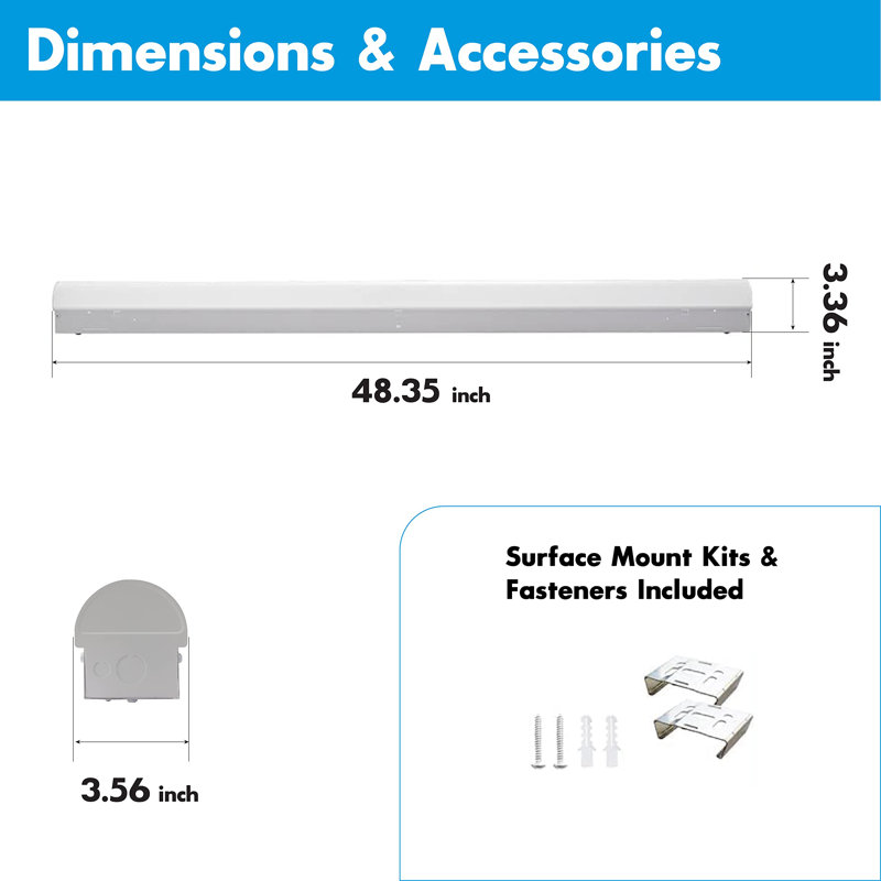 Luminaire d'atelier DEL 8 pi, 4 pi