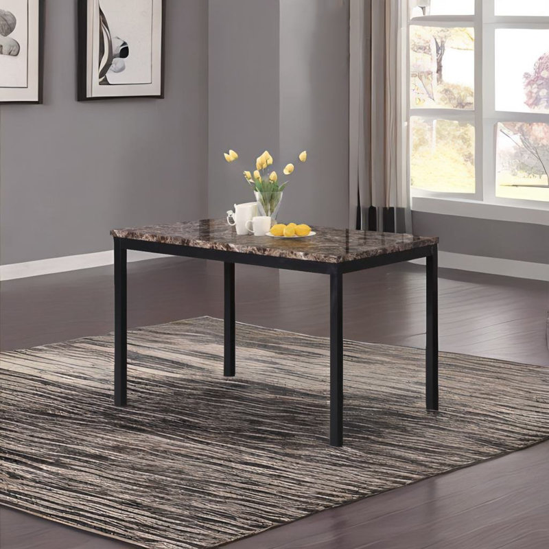Miceli Marble Top Metal Base Dining Table