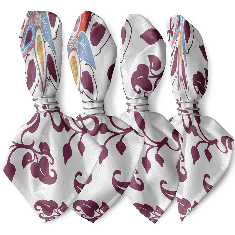 Ensemble de serviettes 4 pièces à motif cachemire Gordonsville, L 18 po x L 18 po, Mauve
