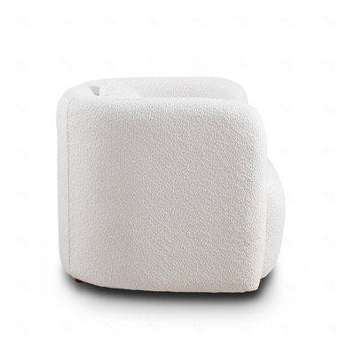 Accent Square Sofa Chair, Boucle Fabric Upholstered Single Cloud Couch Chair, Japandi Style Armchair for Living Room, 1 Seater Sofa
