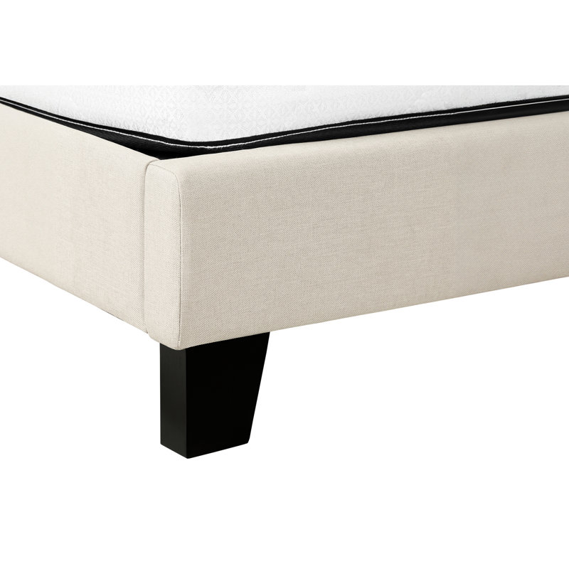 Grand lit avec rembourrage en mousse en tissu d'ameublement en lin beige
