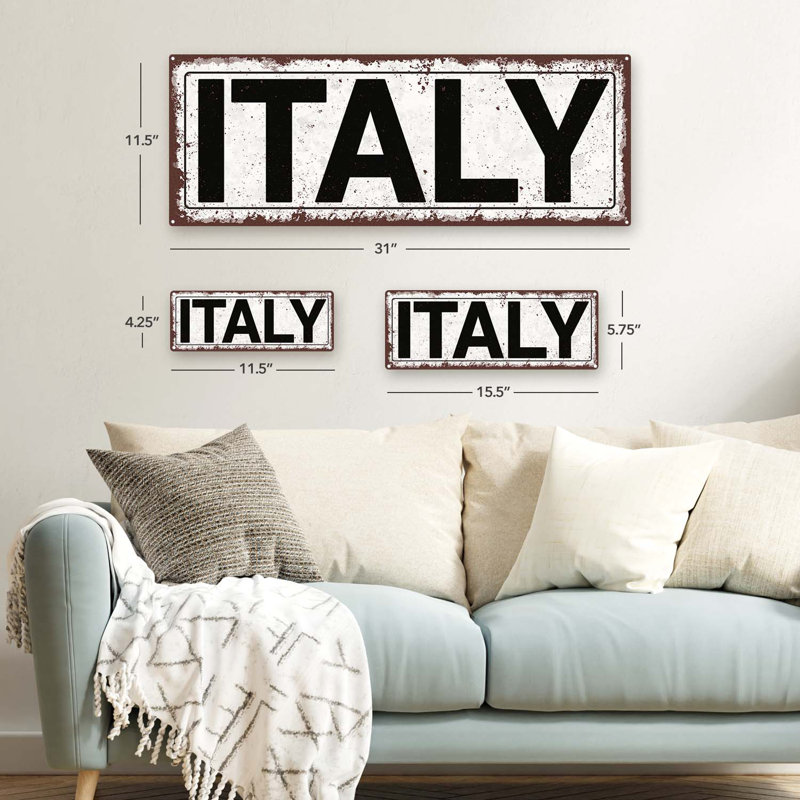 "Enseigne de métal italien patiné"