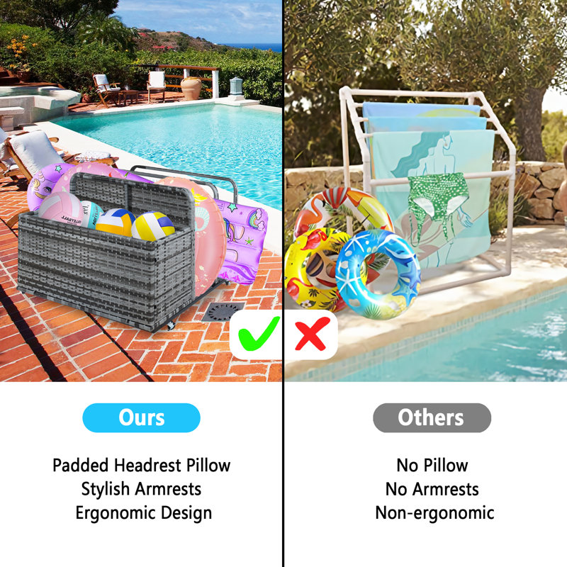 Gray Double Layer PE Rattan Outdoor Storage Organizer