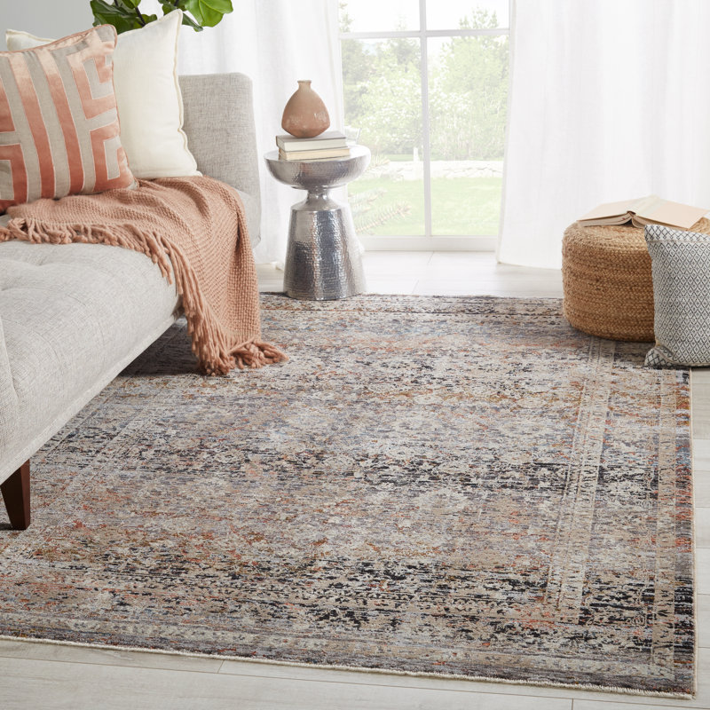 Oriental Jet Black/Aragon/Natural Area Rug, Rectangle 6' x 9'