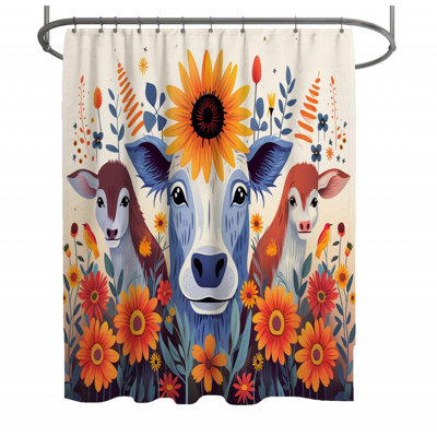 Farm Animal Floral Shower Curtain