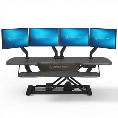 VersaDesk PowerPro Elite Electric Sit-Stand Desk Converter with Programmable Switch, USB Charging Port & App Control – Black - 48"