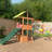 Treasure Cove Wooden Swing Set with Slides and Rock Wall