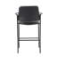 Chaise de comptoir avec siège et dossier en vinyle noir, base carrée en métal