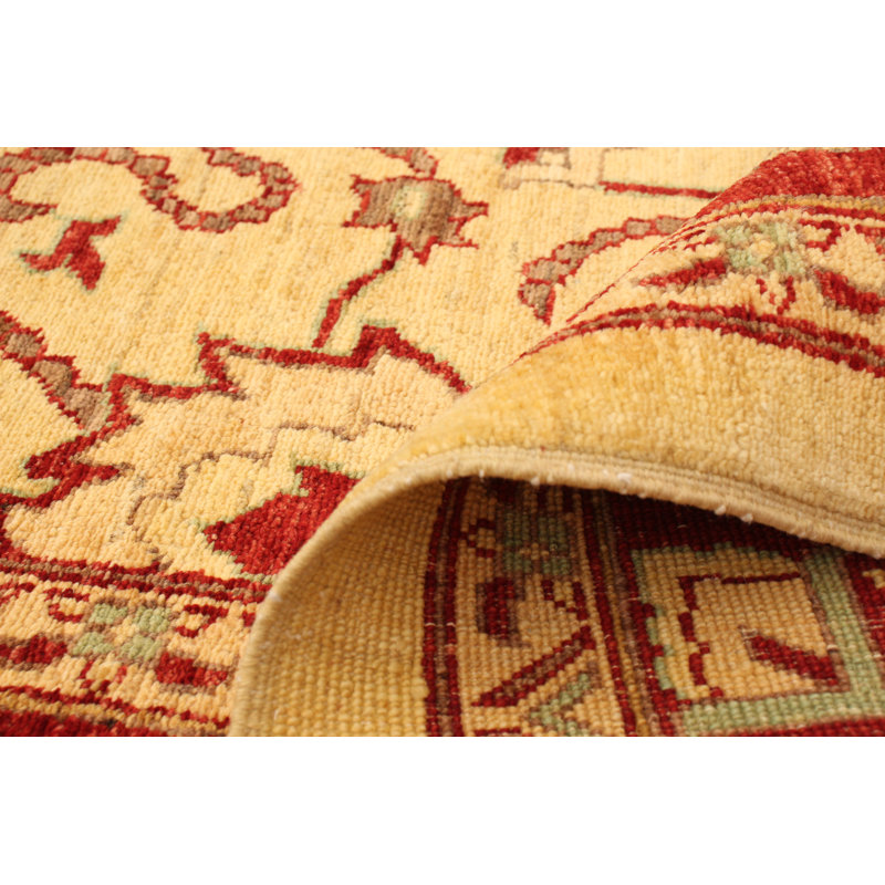 Tapis de bois one-of-kind-noué la 2010 chobi crème/rouge 6 pi 2 po x 9 pi en laine de 4 po Cyrene