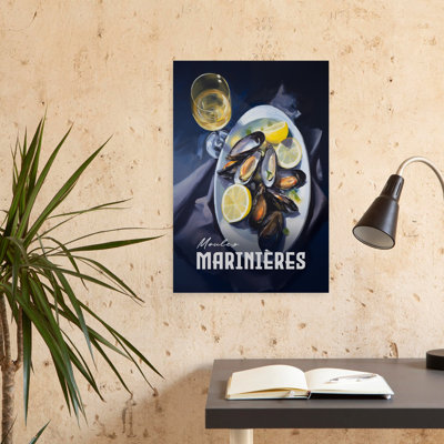 Art mural classique, coquillages et vin