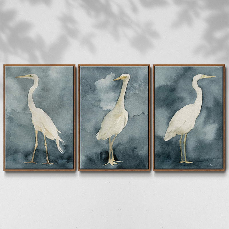 " Simple Egret I " 3 - Pieces, 36" H x 72" W, Walnut