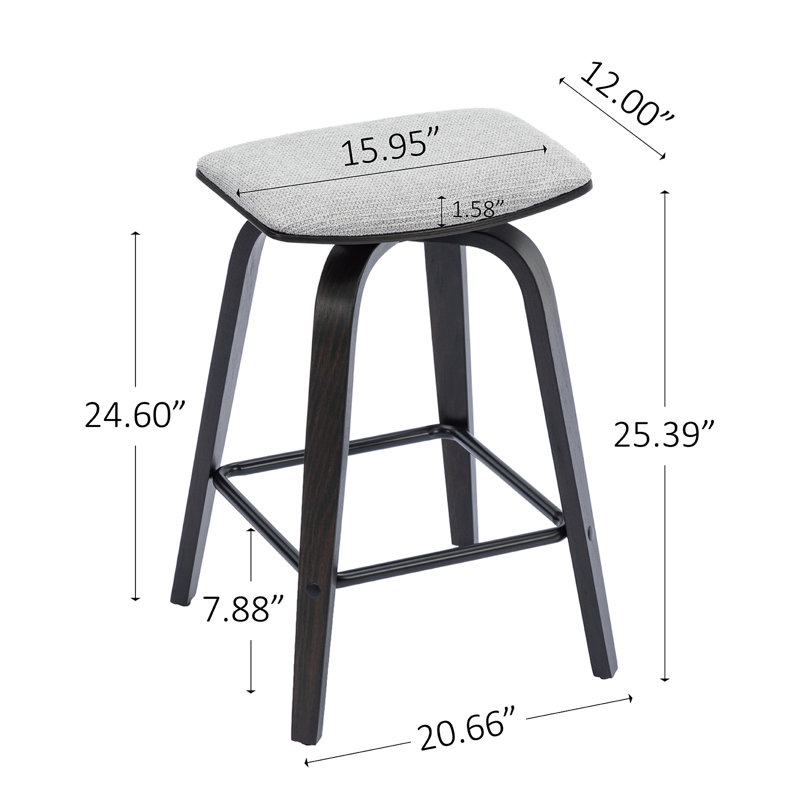 Kamerra Swivel Upholstered Counter Stool, Gray, Black