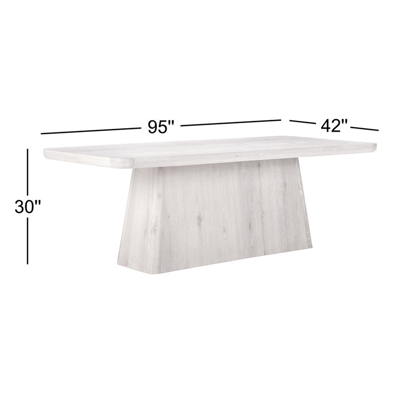Pedestal Dining Table, 30" H x 95" L x 42" W, White Wash