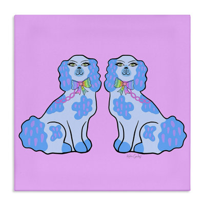 Funky Dogs Blue & Pink Canvas, design by Katie Conley
