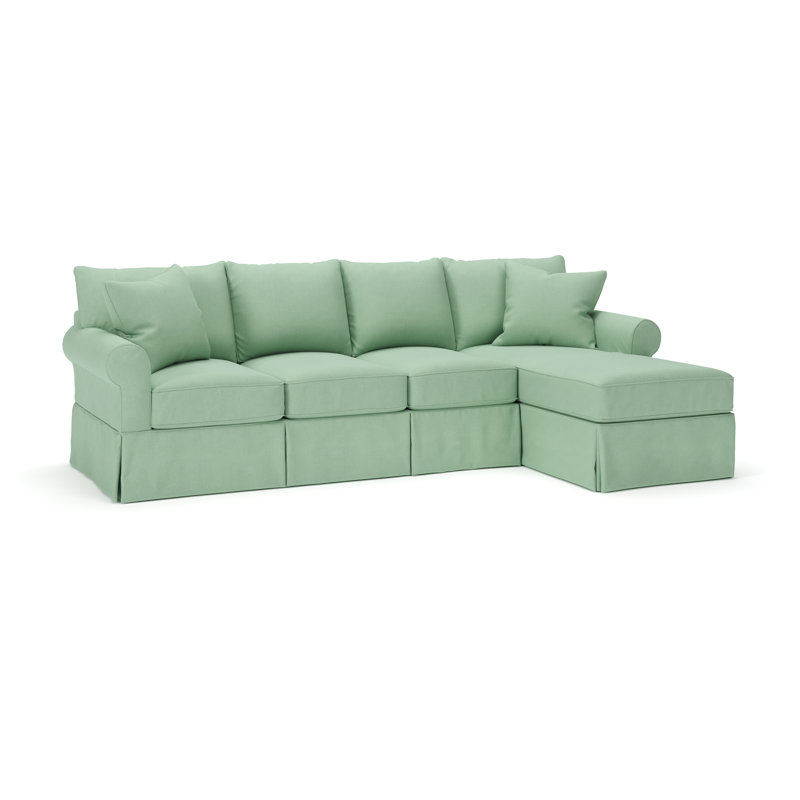 Amari Slipcovered Sectional with Sleeper Sofa, Bayou Spray Canvas, Right Hand Facing