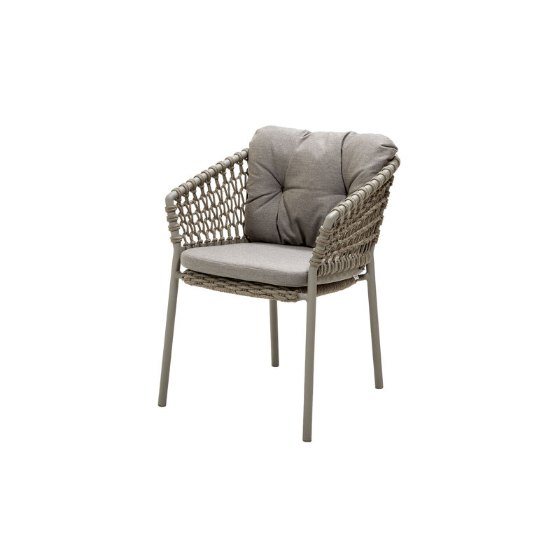 Ocean Wicker Patio Dining Armchair with Cushion, Taupe, Taupe