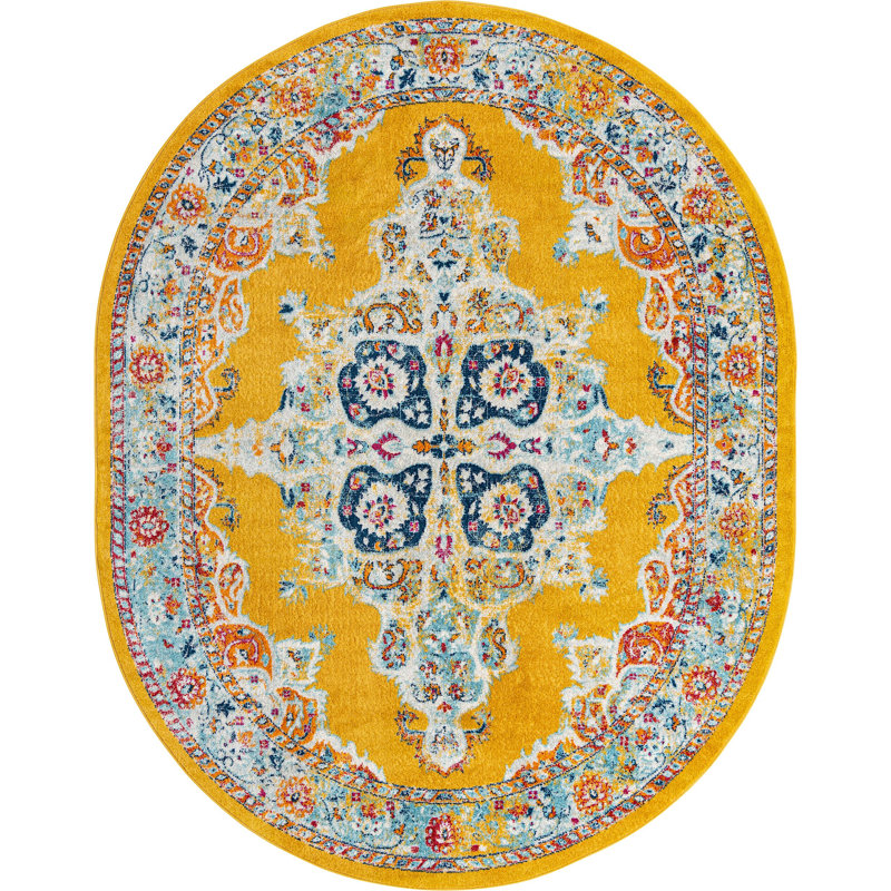 Mirveta Oriental Indoor Rug, Oval 7'10" x 10'