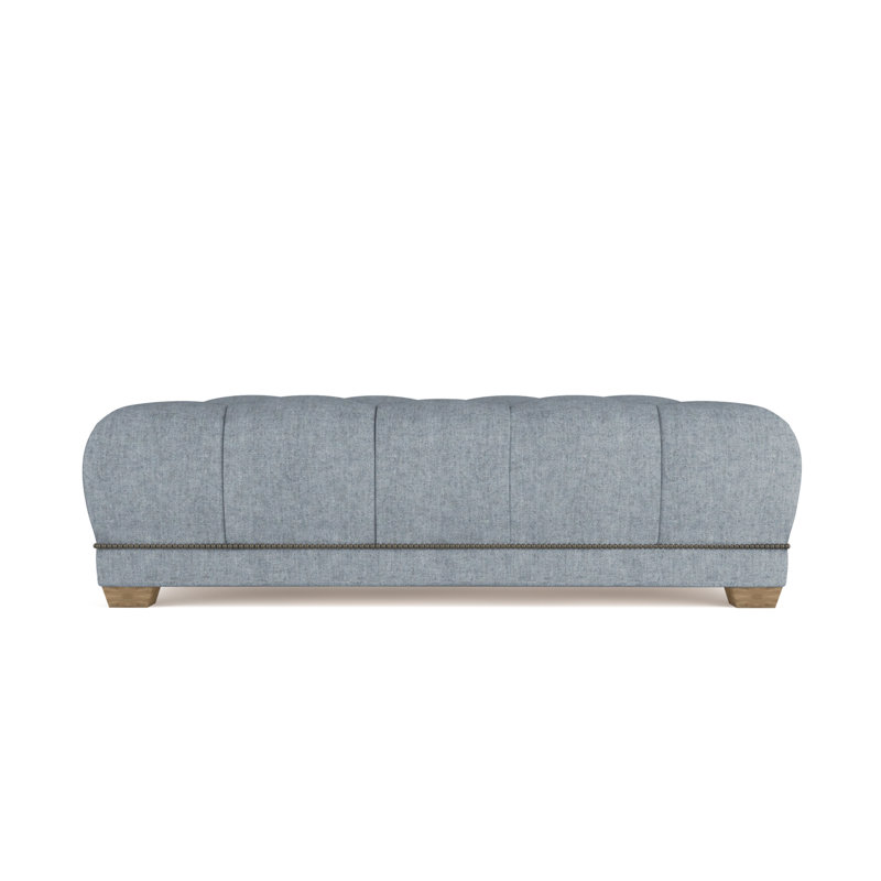 Hudson Ottoman, Plush Velvet Oyster, Weathered