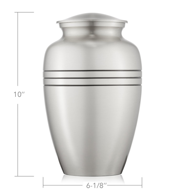 Polished Silver Brass Memorial Urn with Threaded Lid