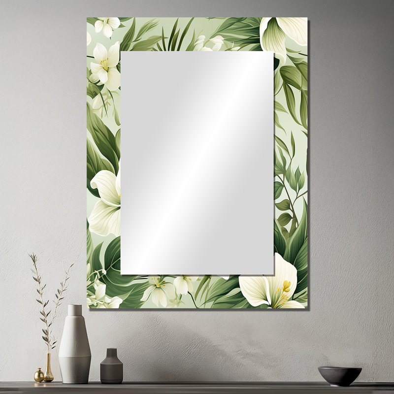 Motif tropical Avfesh Minimalist Flora - miroir décoratif tropical, miroir mural floral, 40 po x 30 po