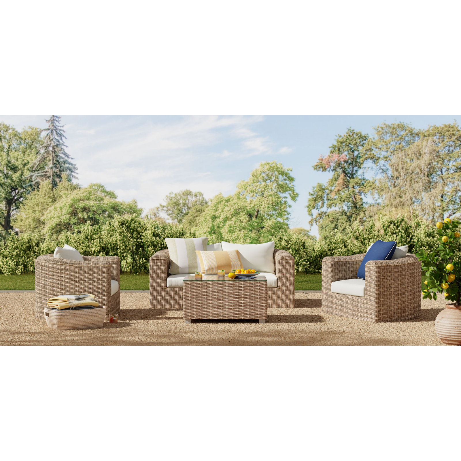 Estrada Sunbrella® Indoor/Outdoor Throw Pillow, 18" x 18", Navy