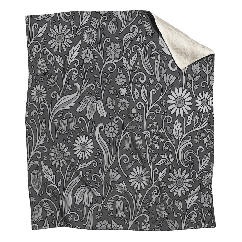 Couvertures à motifs floraux noirs et blancs, 50in W x 60in H