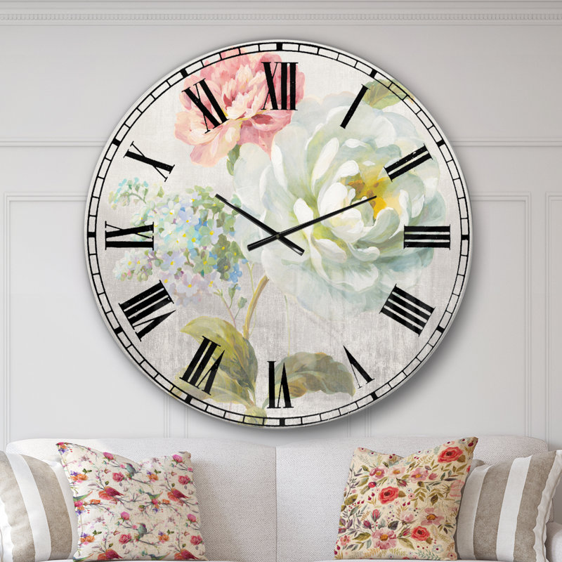 Swigart Country Flower Bouquet - Horloge murale chalet, Surdimensionné