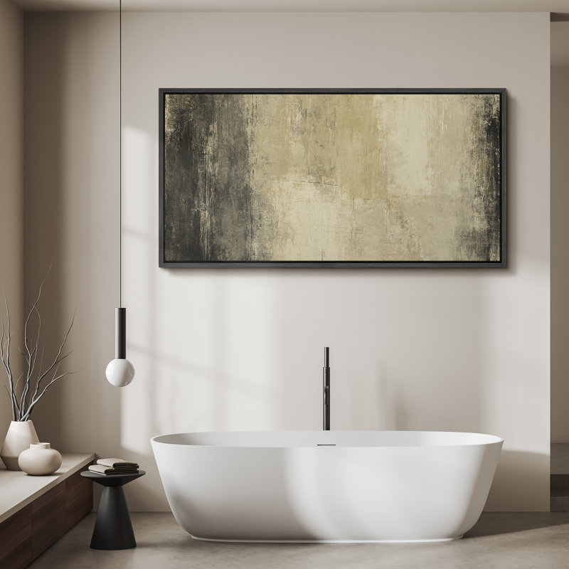 Grande impression sur toile encadrée, reproduction abstraite pour décoration intérieure moderne, Noir, H 30 po x l 60 po