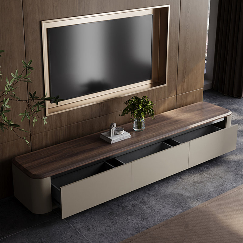 Meuble télé en bois massif de luxe clair, H 15,7 po x L 94,5 po x l 15,7 po