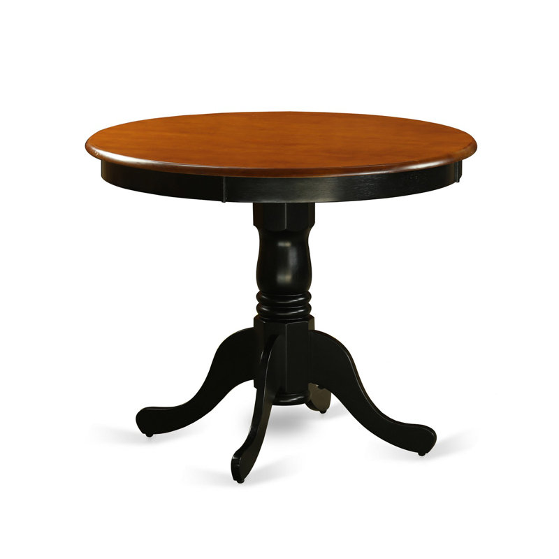 5 Piece Dining Set Includes a Round Kitchen Table with Pedestal and 4 Dining Room Chairs, Black & Cherry, Black, 5, Black