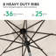 Parasol de marché pour terrasse 9 pi avec manivelle et inclinaison à bouton-poussoir, 8 nervures imperméables aux rayons UV-958249864