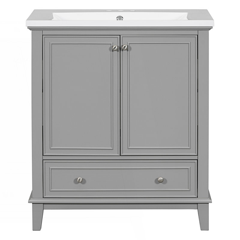 Meuble-lavabo de salle de bain avec lavabo, Gris