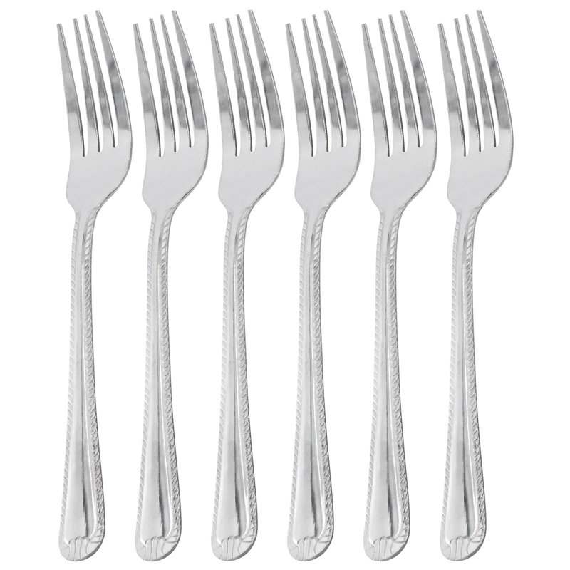 Winston Porter Tustin 6 Piece Stainless Steel Dinner Fork Flatware Set in Silver